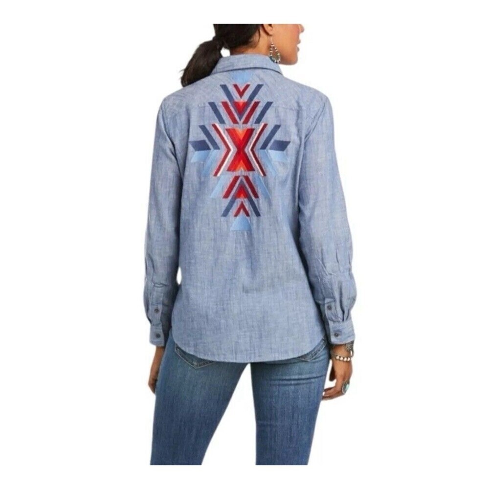 Ariat Women's Billie Jean Shirt Long Sleeve Button Down Collar Embroidered S/P